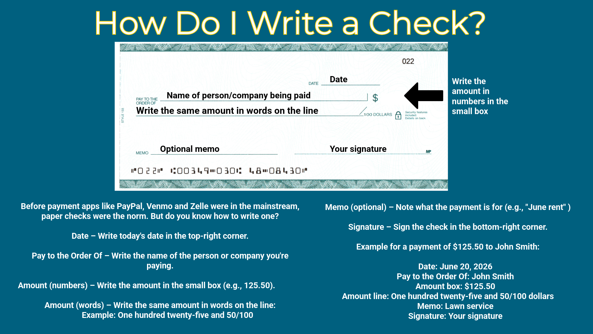 How Do I Write a Check? | Nebraska Banking and Finance